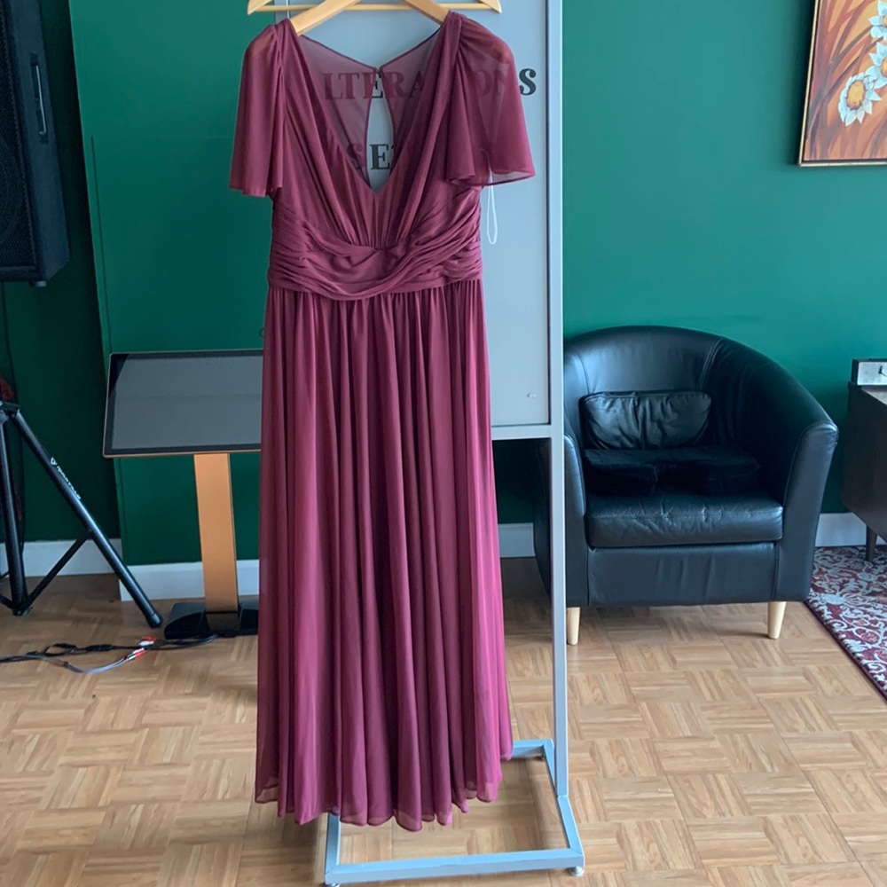 David’s Bridal Flutter Sleeve Crisscross Bridesmaid Dress